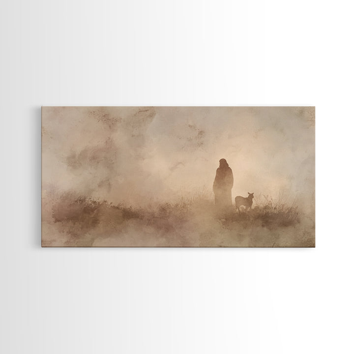Shepherd In Stillness – Framed Canvas Print – Christian Wall Art – Minimalist Christian Art – Subtle Christian Paintings – Christian Art Wo