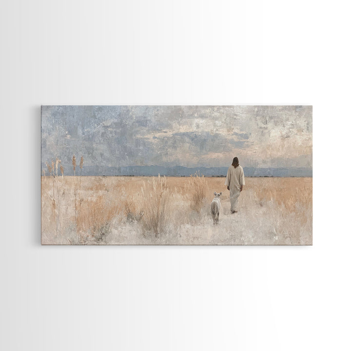 Fields Of Grace | Framed Canvas Print | Christian Art Canvas | Jesus Painting | Christian Wall Art | Large Christian Painting