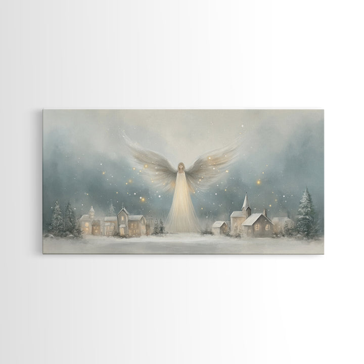 Heaven’s Guardian – Framed Canvas Print – Christian Christmas Art – Christmas Art Framed – Christian Art Canvas – Subtle Christian Painting
