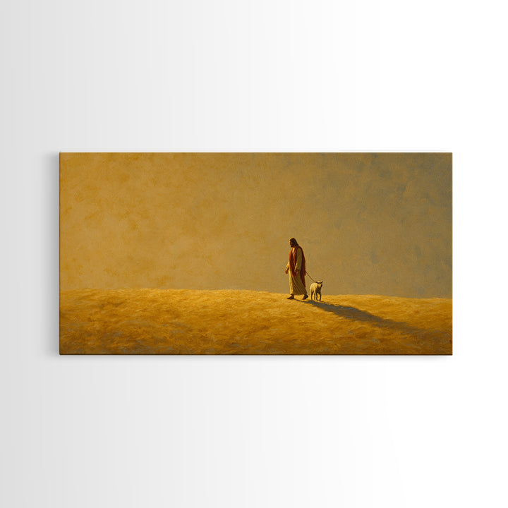 Golden Shepherd Path – Framed Canvas Print – Christian Wall Art – Jesus Painting – Christian Art Canvas – Christian Christmas Art – Christi