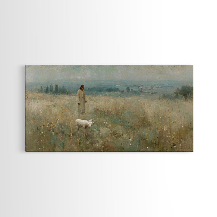 Field Of Grace – Framed Canvas Print – Christian Art Canvas – Jesus Painting – Large Christian Art – Christian Wall Art – Vintage Christian