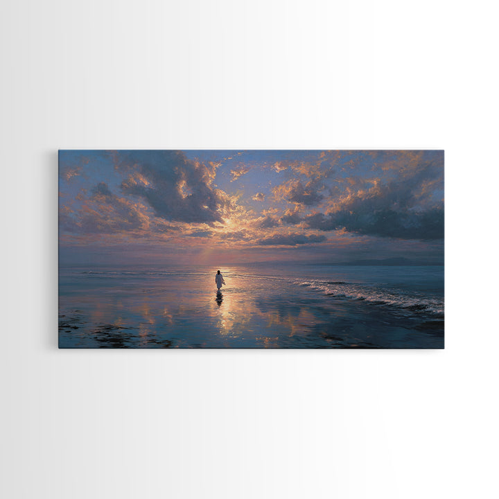 Misty Reverence – Framed Canvas Print – Minimalist Christian Art – Jesus Wall Art – Christian Art Canvas – Subtle Christian Paintings – Chr