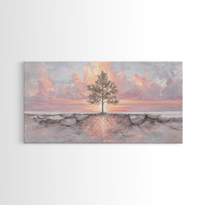 Roots Of Light – Framed Canvas Print – Christian Art Painting – Christian Wall Art – Christian Art Canvas – Modern Christian Art – Christia