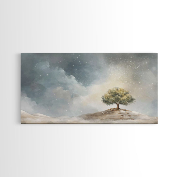 Starlit Ascent – Framed Canvas Print – Christian Christmas Art – Christmas Wall Art – Christian Art Canvas – Christian Art Print – Modern C