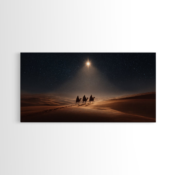 Desert Star Path, Framed Canvas Print, Christmas Art, Christian Art Canvas, Christian Christmas Art, Christian Wall Art, Jesus Painting