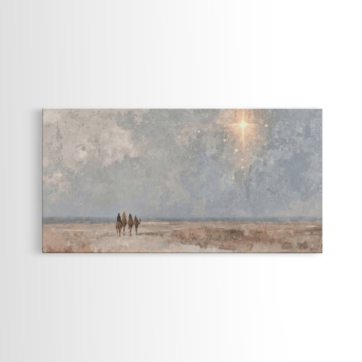 Pilgrims Of Light | Framed Canvas Print | Christian Art Canvas | Christmas Art | Christian Wall Art | Christian Christmas Decor | Jesus Pai