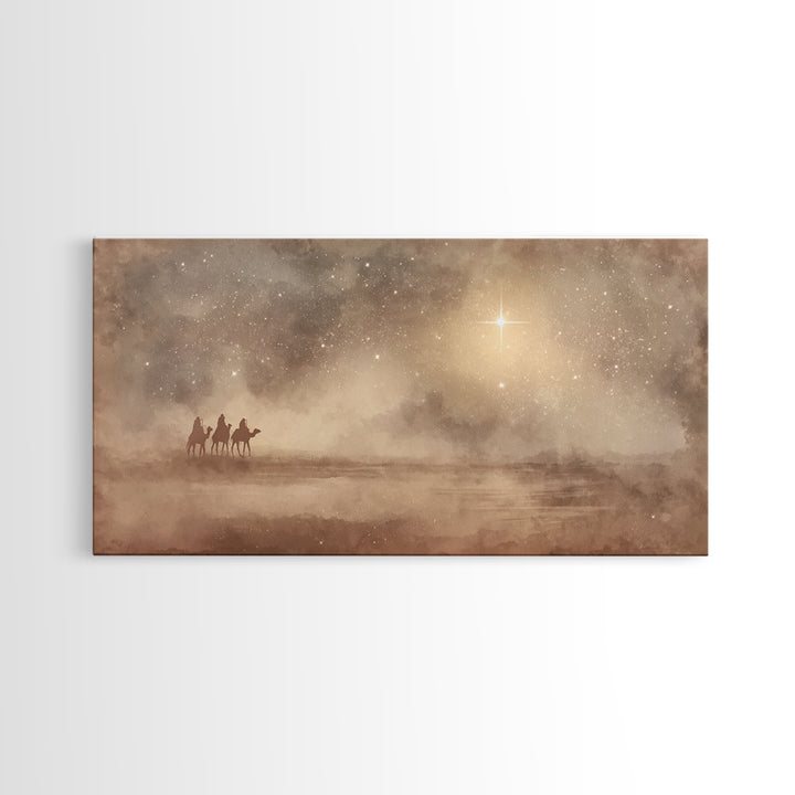 Holy Night Journey, Framed Canvas Print, Christian Art Canvas, Christian Wall Art, Christmas Art, Christian Christmas Art, Jesus Painting