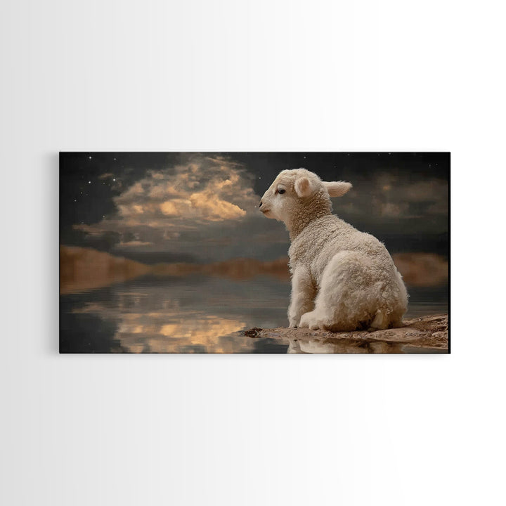 Lamb Of Peace, Framed Canvas Print, Christian Wall Art, Christian Art Canvas, Christian Christmas Art, Christmas Art, Jesus Art Print