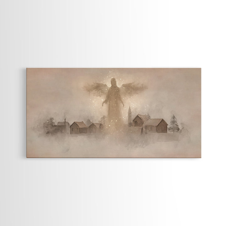 Angel Of Light – Framed Canvas Print – Christian Art Canvas – Christian Wall Art – Christmas Art – Modern Christian Art – Christian Gift