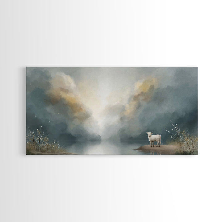 Lamb Of Dawn – Framed Canvas Print – Christian Art Canvas – Christian Wall Art – Christmas Art – Christian Christmas Art – Jesus Art Print