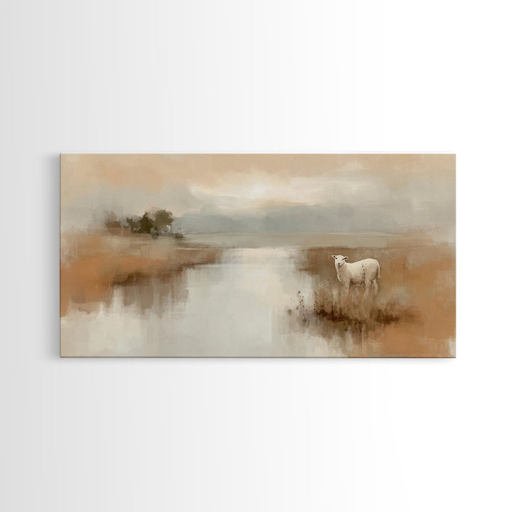 Quiet Meadow Grace, Framed Canvas Print, Christian Wall Art, Christian Art Canvas, Jesus Painting, Christian Christmas Art, Christian Decor