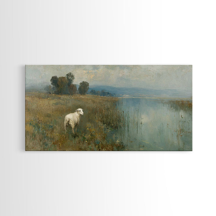 Shepherd’s Peace, Framed Canvas Print, Christian Wall Art, Christian Art Work, Christmas Art Framed, Christian Christmas Decorations, Subtl