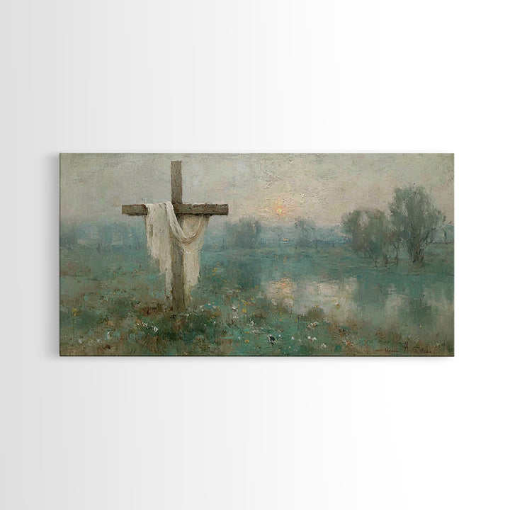 Cross Of Hope, Framed Canvas Print, Christian Wall Art, Christian Decoration, Framed Christmas Art, Christian Christmas Decor, Modern Chris