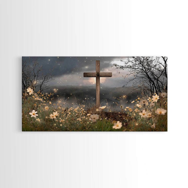 Night Of Hope, Framed Canvas Print, Christian Wall Art, Christian Art Canvas, Moody Christian Art, Christian Christmas Art, Christian Decor