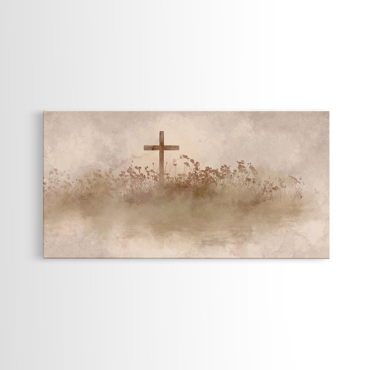 Floral Redemption, Framed Canvas Print, Christian Wall Art, Christian Art Canvas, Christian Paintings, Christian Christmas Decor, Modern Ch