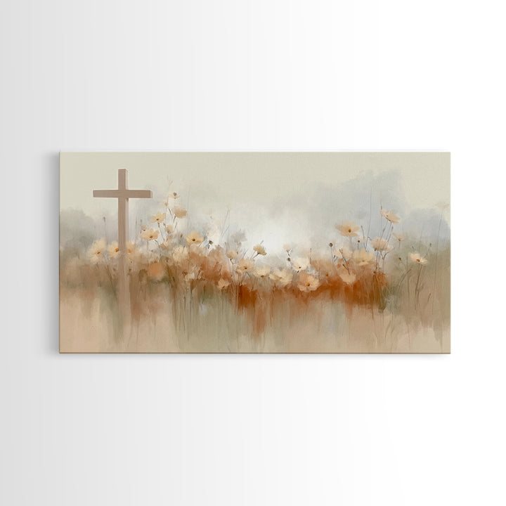 Meadow Of Faith – Framed Canvas Print – Christian Wall Art – Christian Art Canvas – Minimalist Christian Art – Christian Decor – Christian
