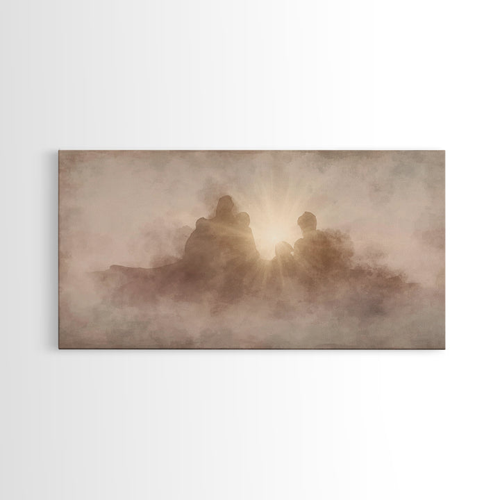 Eternal Embrace, Framed Canvas Print, Christian Painting, Christian Wall Art, Subtle Christian Art, Christian Art Canvas, Christian Decor