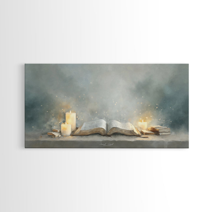 Holy Word Light, Framed Canvas Print, Christian Art Canvas, Christian Wall Art, Modern Christian Art, Christian Painting, Christian Gift