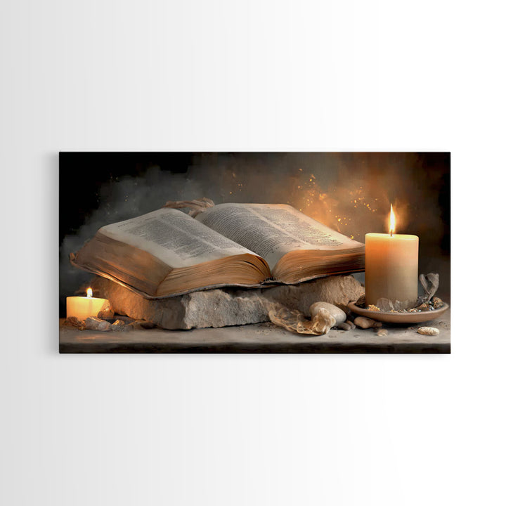 Light Of Scripture, Framed Canvas Print, Christian Art Canvas, Christian Wall Art, Vintage Christian Art, Christian Painting, Christian Gif