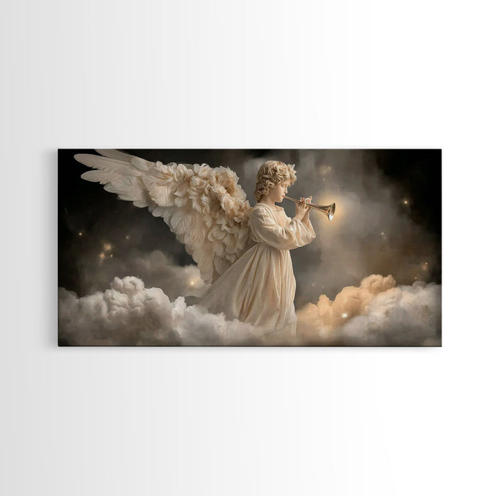 Heavenly Trumpet Call | Framed Canvas Print | Christian Wall Art | Christian Art Canvas | Christmas Art | Christian Christmas Art
