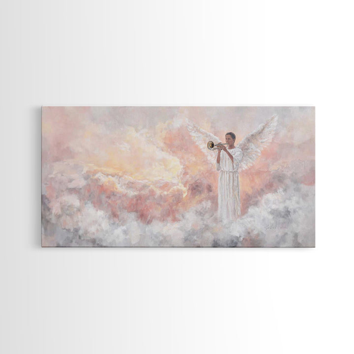 Angel In Sunrise - Framed Canvas Print - Christian Art Canvas - Christian Wall Art - Jesus Painting - Christian Christmas Art - Faith