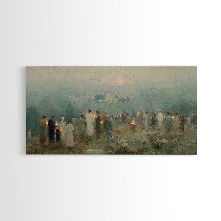 Twilight Lantern Vigil | Framed Canvas Print | Christian Christmas Art | Christian Art Canvas | Christian Wall Art | Christmas Art | Christ