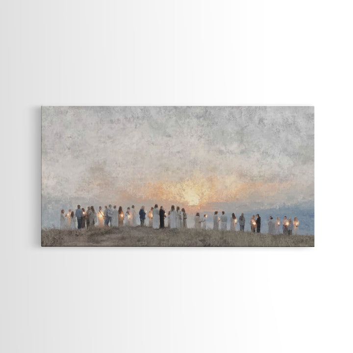 Sunrise Pilgrims Of Hope – Framed Canvas Print – Christian Art Canvas – Christian Christmas Art – Christian Wall Art – Christmas Art – Chri