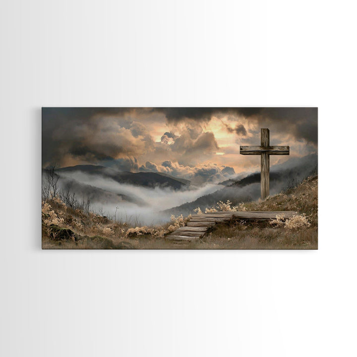 Stormlight Promise – Framed Canvas Print – Christian Art Canvas – Moody Christian Art – Christian Wall Art – Christian Painting