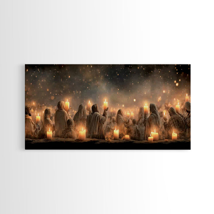 Sacred Candlelight – Framed Canvas Print – Christian Art Canvas – Christian Christmas Art – Christmas Wall Art – Christian Decor – Modern C