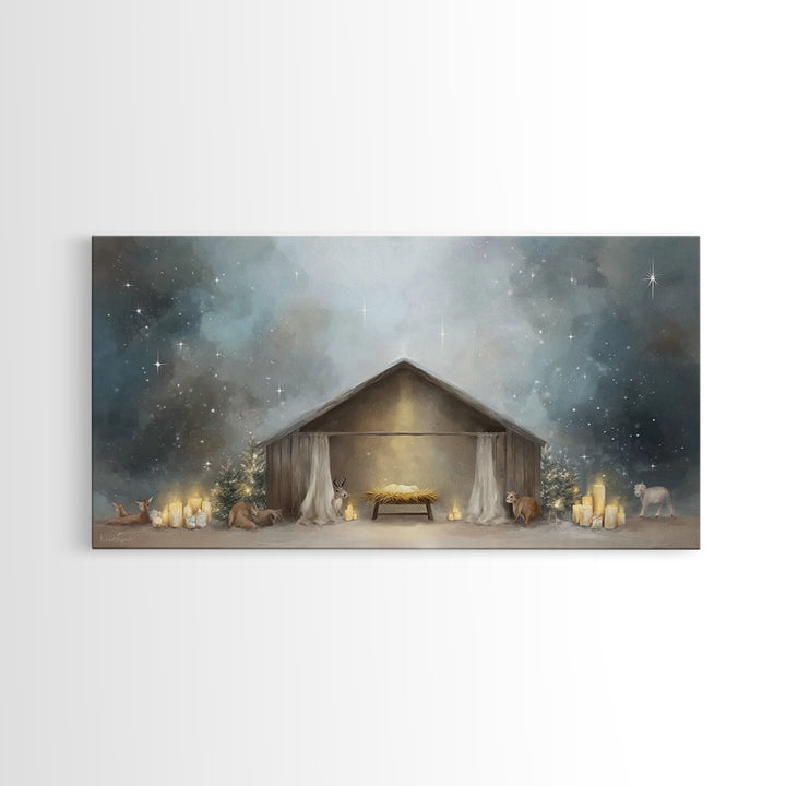 Holy Nativity – Framed Canvas Print – Christian Christmas Art – Christmas Art – Christian Wall Art – Christian Art Canvas – Christmas Decor