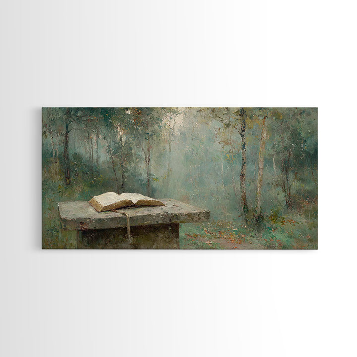 Woodland Testament - Framed Canvas Print - Christian Wall Art - Vintage Christian Art - Christian Art Canvas - Christian Painting - Christi