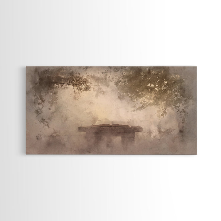 Misty Covenant - Framed Canvas Print - Christian Art Canvas - Christian Wall Art - Moody Christian Art - Christian Painting - Subtle Christ