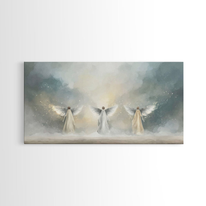 Heavenly Guardians – Framed Canvas Print – Christian Wall Art – Christian Art Canvas – Christian Painting – Christian Art Work – Subtle Chr