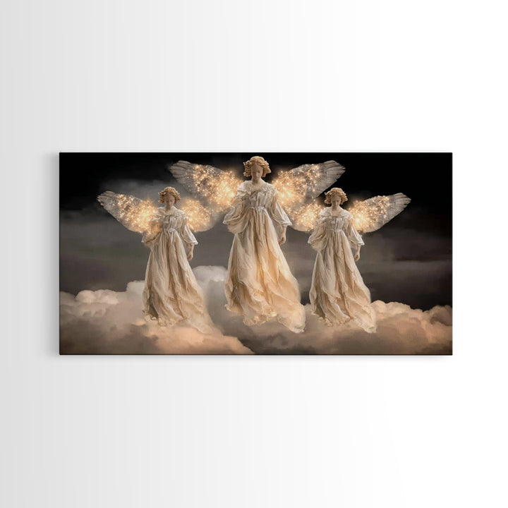 Celestial Shine – Framed Canvas Print – Christian Christmas Art – Christian Art Canvas – Christmas Art Framed – Christian Wall Art – Framed