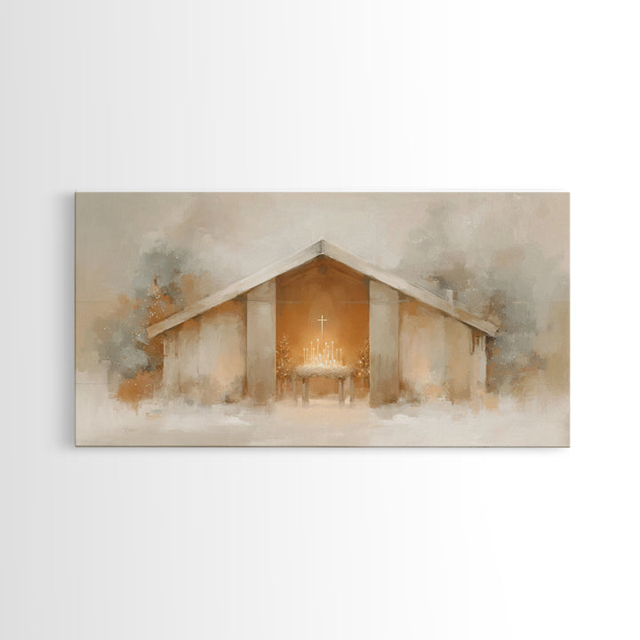 Holy Lantern Glow | Framed Canvas Print | Christian Christmas Art | Christian Wall Art | Christian Art Canvas | Christmas Art Prints | Mode