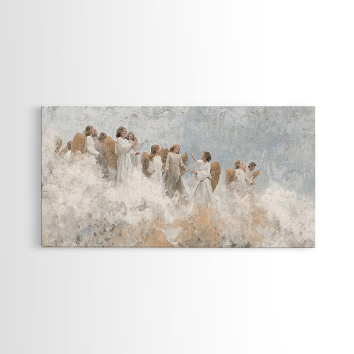 Joy Among Angels – Framed Canvas Print – Christian Christmas Art – Christian Wall Art – Christmas Art Prints – Christian Art Canvas – Chris