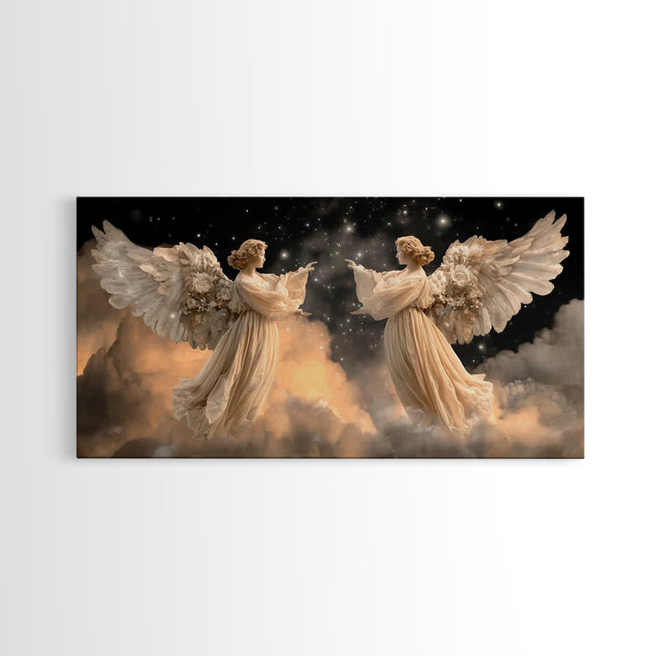 Starlit Guardians – Framed Canvas Print – Christian Art Painting – Christian Wall Art – Moody Christian Art – Christian Art Canvas – Christ