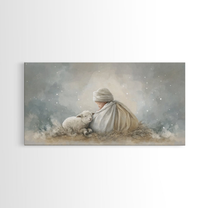 Blessed Night Watch, Framed Canvas Print, Christian Christmas Art, Christian Wall Art, Christian Art Canvas, Jesus Painting, Christmas Art