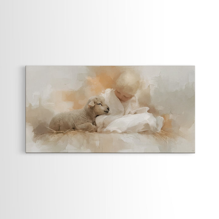 Holy Innocence – Framed Canvas Print – Christian Wall Art – Jesus Painting – Christian Christmas Art – Christian Art Canvas – Jesus