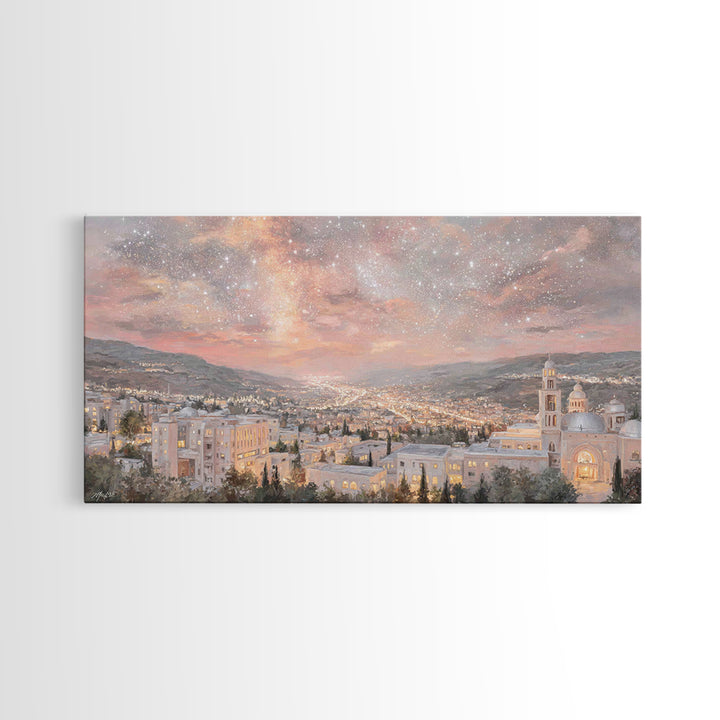 City of Promise, Framed Canvas Print, Christian Wall Art, Christian Art Canvas, Christmas Art Prints, Christian Christmas Decor, Modern Chr