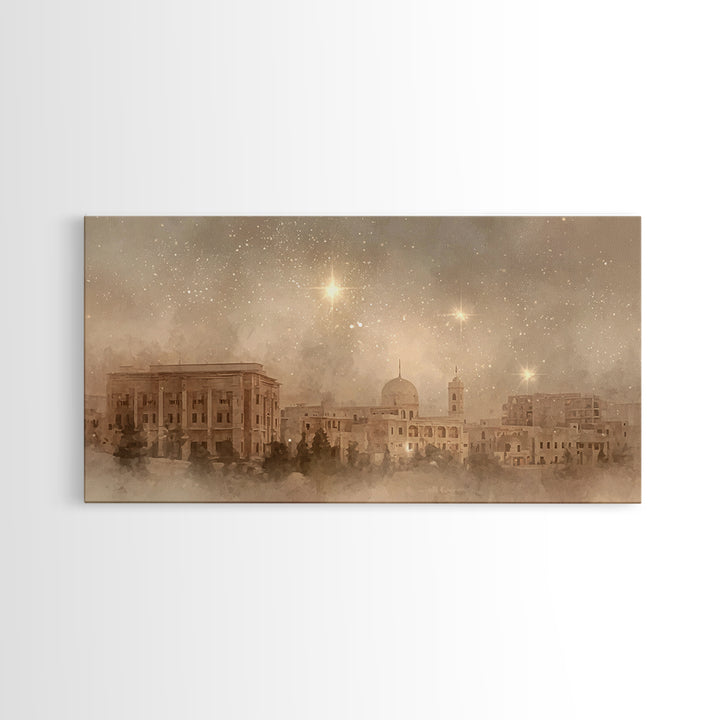 Bethlehem Radiance – Framed Canvas Print – Christmas Wall Art – Christian Art Canvas – Christian Christmas Art – Christian Painting – Chris