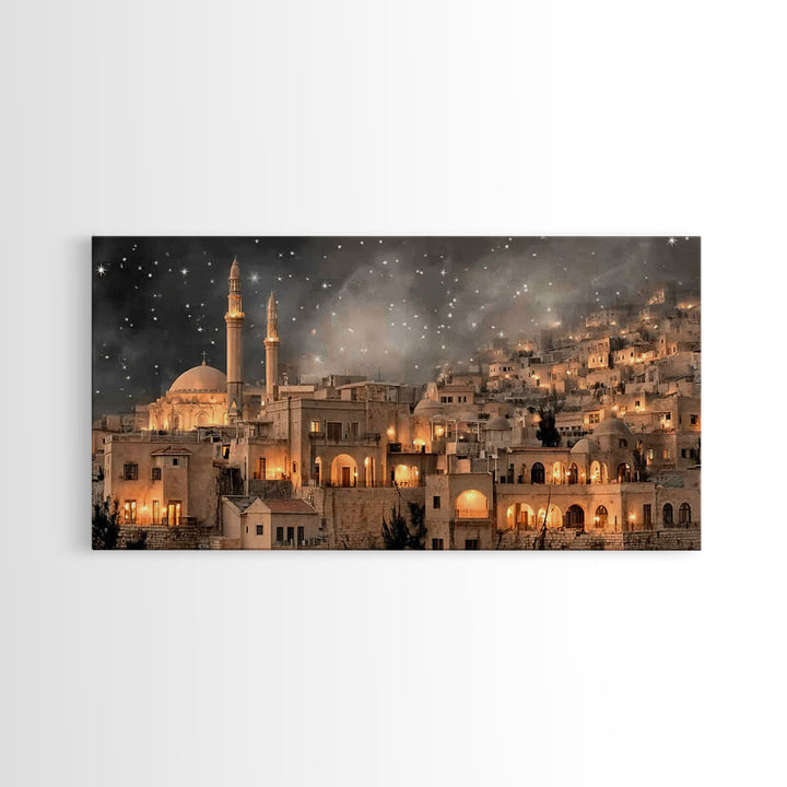 Holy Night Skyline | Framed Canvas Print | Christian Art Canvas | Christmas Wall Art | Christian Christmas Art | Vintage Christmas Art | Ch