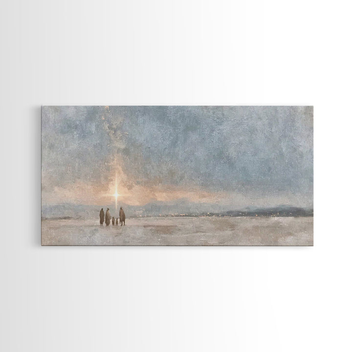 Starlit Pilgrimage | Framed Canvas Print | Christmas Art Prints | Christian Wall Art | Christian Art Canvas | Moody Christmas Art | Christi