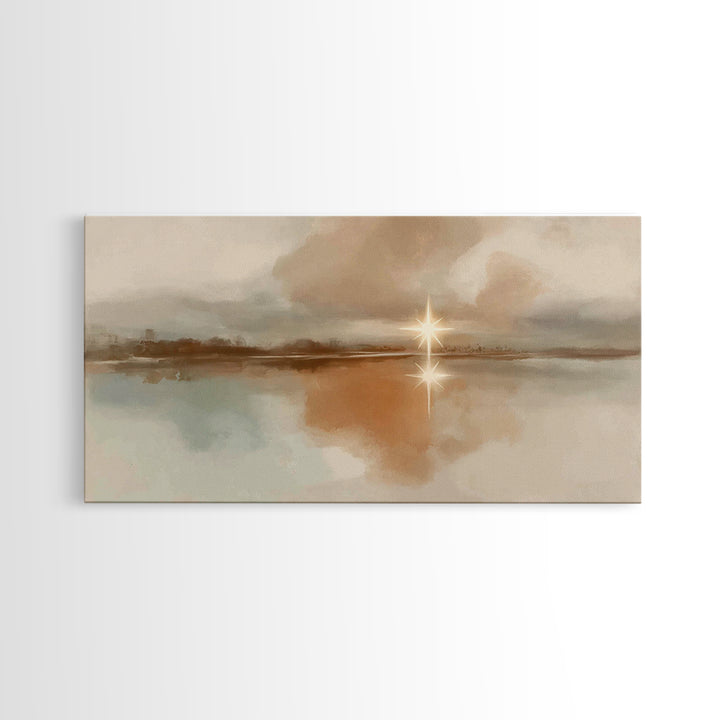 Star Over Stillness – Framed Canvas Print – Christian Art Canvas – Christian Wall Art – Minimalist Christian Art – Christmas Art – Christia