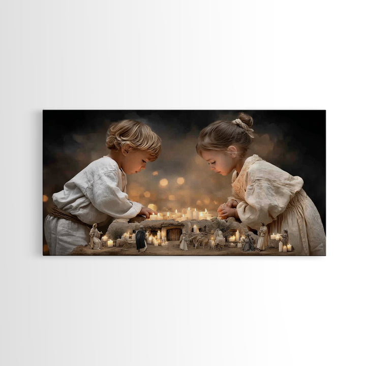 Little Lights Of Hope – Framed Canvas Print – Christian Christmas Art – Christian Wall Art – Christian Art Canvas – Christmas Art Prints –