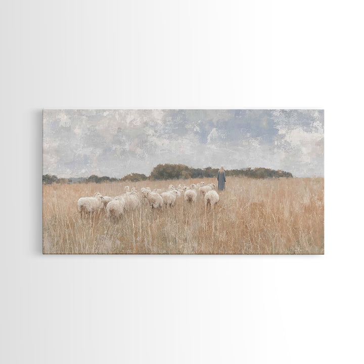 Shepherd’s Calling – Framed Canvas Print – Christian Art Work – Christian Wall Art – Large Christian Painting – Christian Art Canvas – Chri