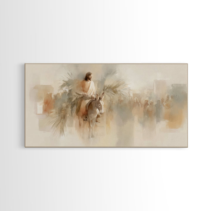 Palm Road Glory, Framed Canvas Print, Christian Wall Art, Jesus Painting, Christian Art Canvas, Christmas Art, Christian Gift Ideas