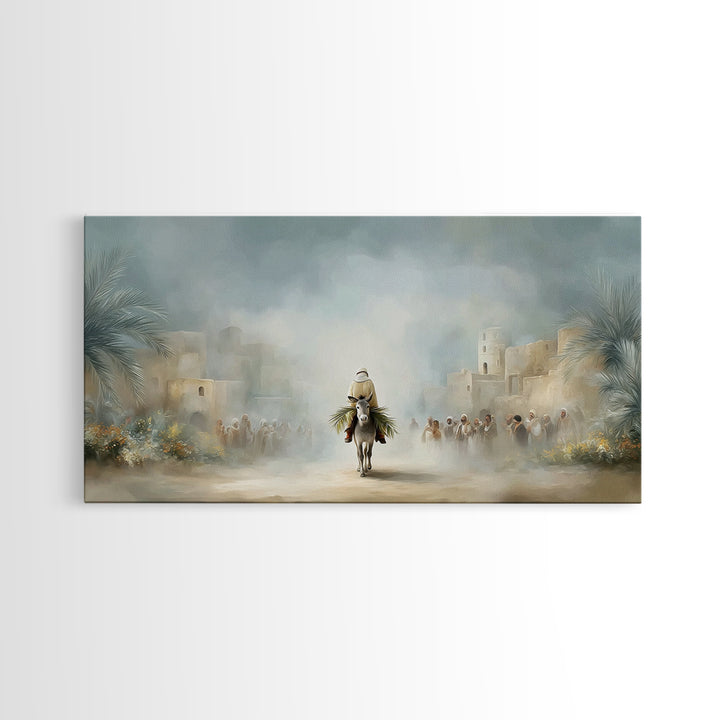 City Gate Arrival | Framed Canvas Print | Christian Art Canvas | Jesus Painting | Christian Wall Art | Christian Gift Ideas | Christmas Art