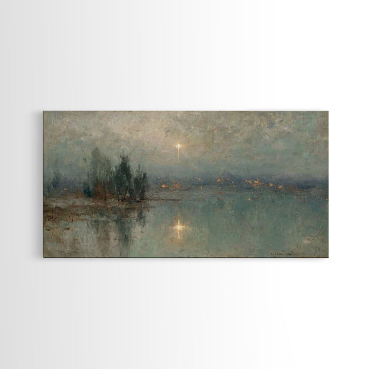 Midwinter Star Watch – Framed Canvas Print – Christmas Art – Christian Art Canvas – Christian Wall Art – Christian Christmas Art – Vintage