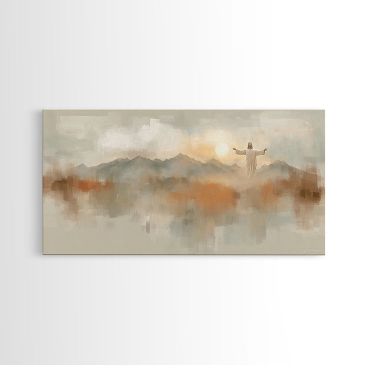 Hills Of Blessing, Framed Canvas Print, Christian Art Canvas, Christian Wall Art, Modern Christian Painting, Jesus Painting, Christian Gift